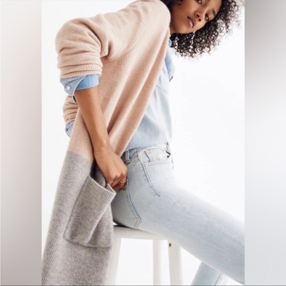 Madewell Kent Colorblock Wool Cardigan Sweater Size Large - Picture 2 of 6